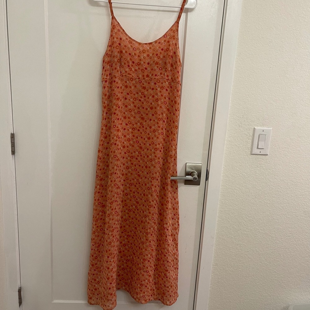 Vintage Y2K American Eagle Orange Maxi Dress Wedding Evening Wear Chic